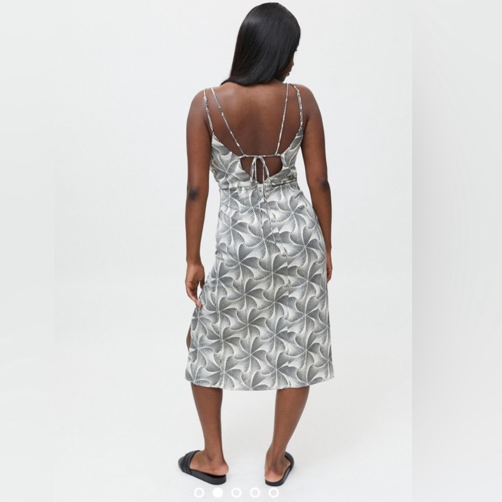 Urban Outfitters Black White Printed Ruched Midi Dress Tie Back Cutout Small - Picture 5 of 15